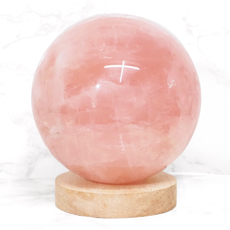 3.67kg Rose Quartz Polished Sphere with LED Light Large Display Base DS1303 3 Rose Quartz Polished Sphere with LED Light Large Display Base DS1303