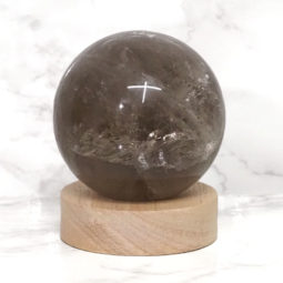 0.60kg Smoky Quartz Polished Sphere with LED Light Small Display Base DS1312 | Himalayan Salt Factory