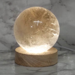 0.58kg Smoky Quartz Polished Sphere with LED Light Small Display Base DS1313 | Himalayan Salt Factory