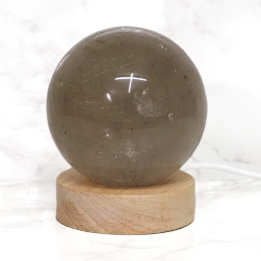 0.73kg Smoky Quartz Polished Sphere with LED Light Small Display Base DS1314