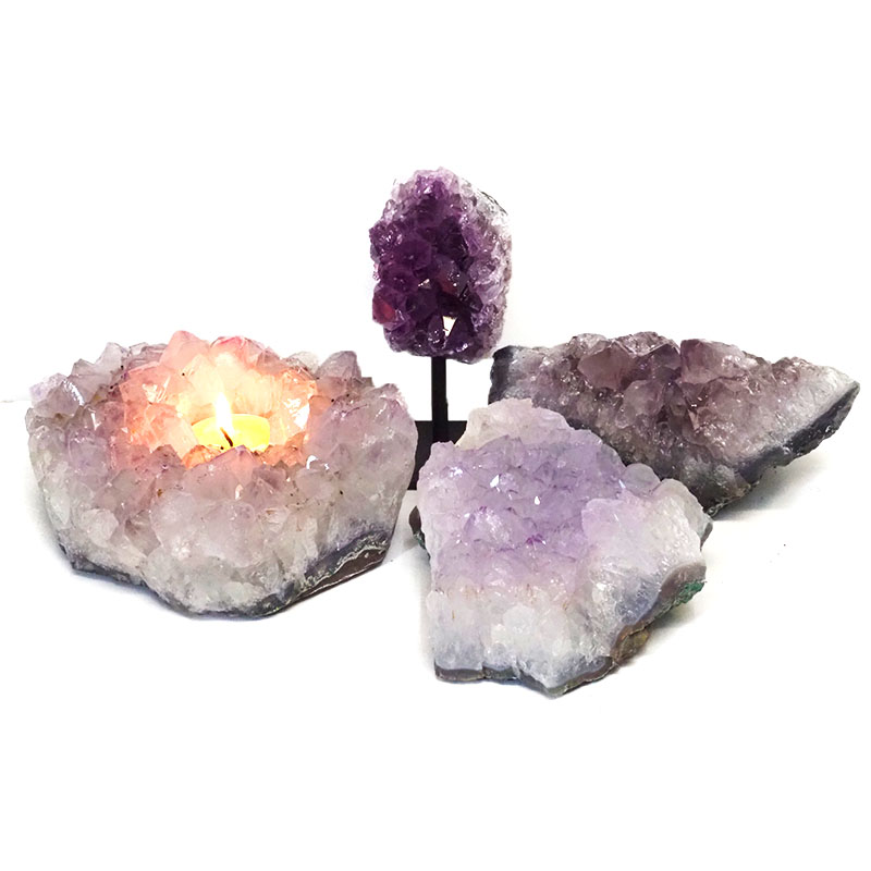 Amethyst Crystal Set - 4 Pieces S327 3 Amethyst Crystal Set - 4 Pieces S327