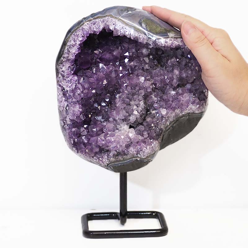 2.13kg Amethyst Geode With Custom Metal Stand DS241 5 Amethyst Geode on Metal Stand DS241