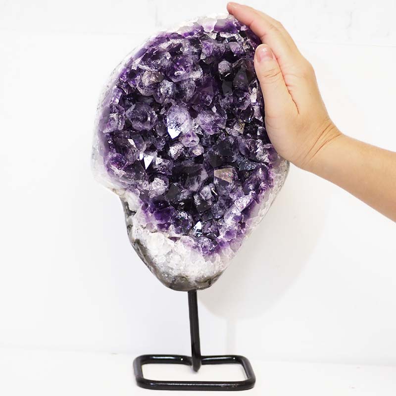 4.28kg Amethyst Geode With Custom Metal Stand DS246 5 Amethyst Geode on Metal Stand DS246