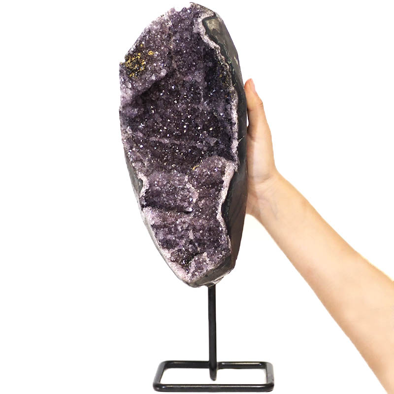 3.26kg Amethyst Geode With Custom Metal Stand DS253 5 Amethyst Geode on Metal Stand DS253