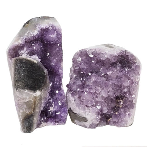 Amethyst Polished Crystal Geode Specimen Set 2 Pieces DN813 | Himalayan Salt Factory
