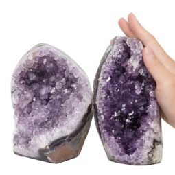 Amethyst Polished Crystal Geode Specimen Set 2 Pieces DN814 | Himalayan Salt Factory