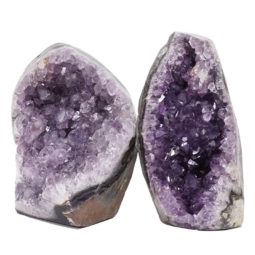 Amethyst Polished Crystal Geode Specimen Set 2 Pieces DN814 | Himalayan Salt Factory