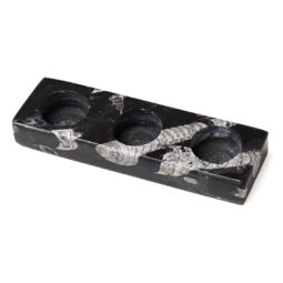 Ancient Fossil Orthoceras Triple Tealight Holder | Himalayan Salt Factory