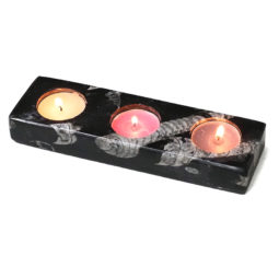 Ancient Fossil Orthoceras Triple Tealight Holder | Himalayan Salt Factory