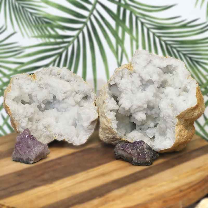7.70kg Calcite Geode Set with Amethyst DJ441 3 Calcite Geode Set with Amethyst DJ441