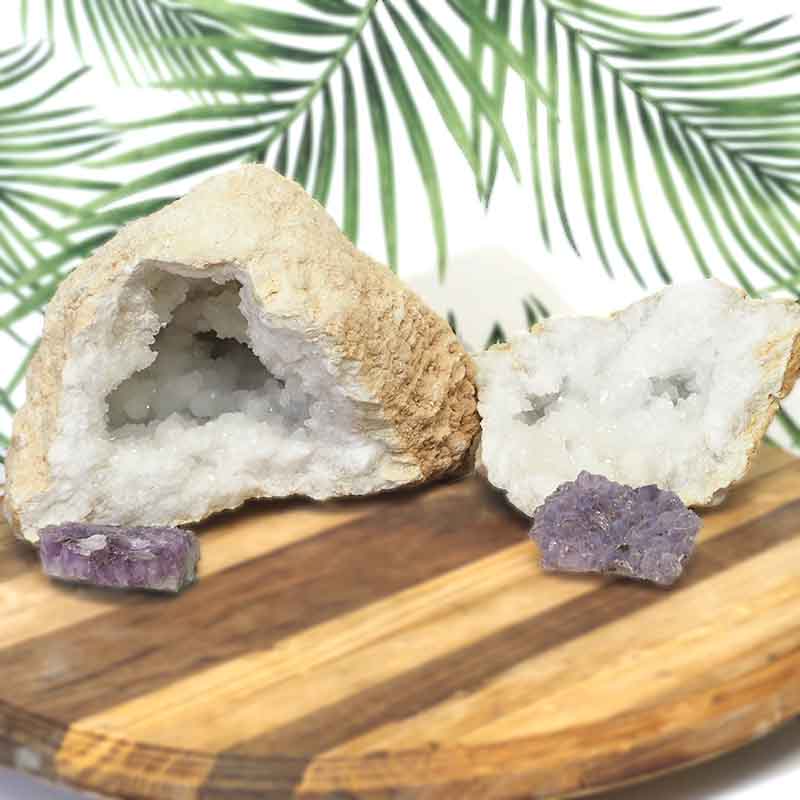 8.40kg Calcite Geode Set with Amethyst DJ442 3 Calcite Geode Set with Amethyst DJ442
