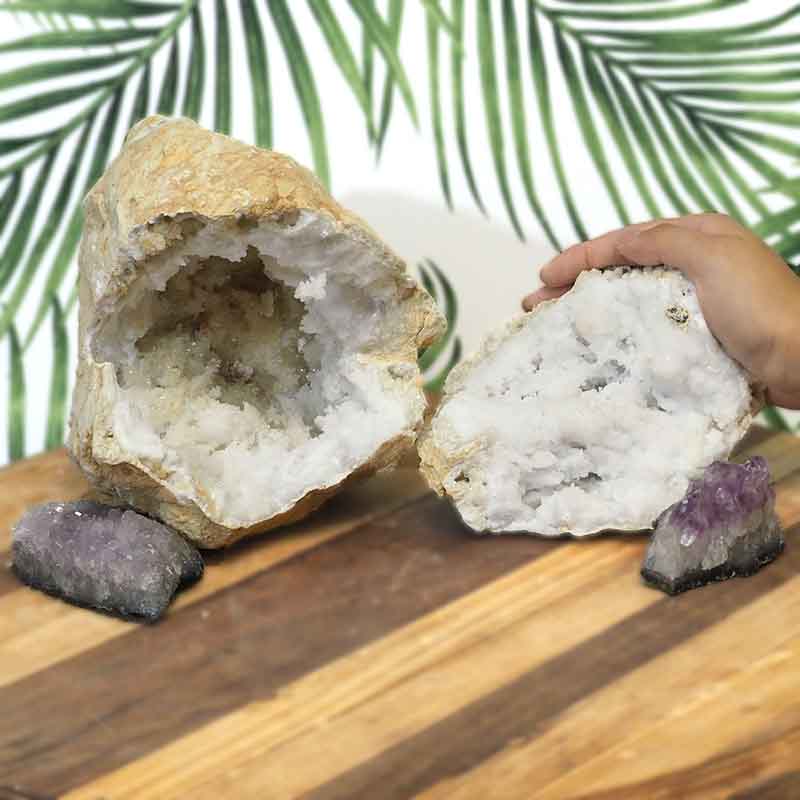 4.45kg Calcite Geode Set with Amethyst DJ448 4 Calcite Geode Set with Amethyst DJ448-1