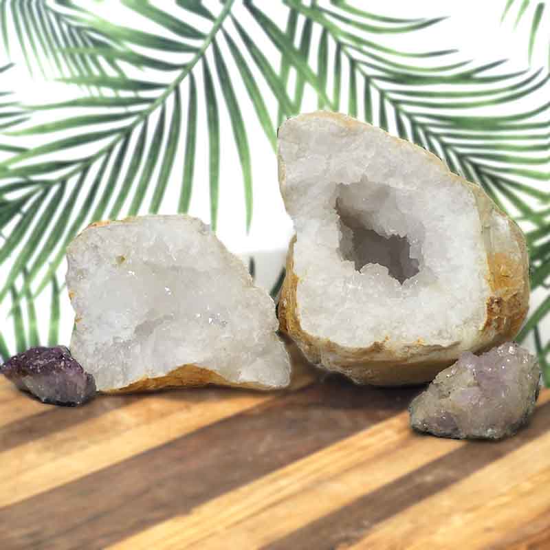 9.40kg Calcite Geode Set with Amethyst DJ449 3 Calcite Geode Set with Amethyst DJ449