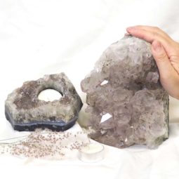 2.8Kg Natural Amethyst Crystal Lamp with Tea Light Candle Holder Set 2 Pieces S491 7 Natural White Amethyst Crystal Lamp with Tea Light Candle Holder Set 2 Pieces S491