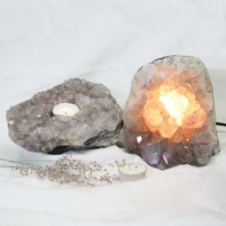 2.38Kg Natural White Amethyst Crystal Lamp with Tea Light Candle Holder Set 2 Pieces S492 6 Natural White Amethyst Crystal Lamp with Tea Light Candle Holder Set 2 Pieces S549
