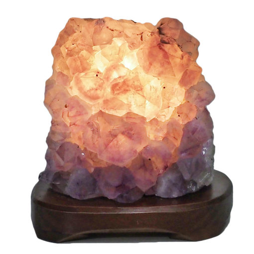 Natural Amethyst Crystal Lamp with Timber Base DN800 | Himalayan Salt Factory