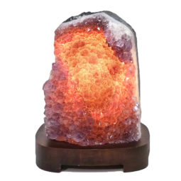 Natural Amethyst Crystal Lamp with Timber Base DN803 | Himalayan Salt Factory