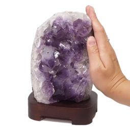 Natural Amethyst Crystal Lamp with Timber Base DN805 | Himalayan Salt Factory