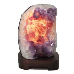 Natural Amethyst Crystal Lamp with Timber Base DN805 | Himalayan Salt Factory