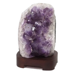 Natural Amethyst Crystal Lamp with Timber Base DN805 | Himalayan Salt Factory
