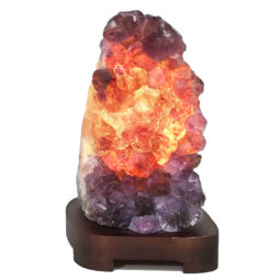 Natural Amethyst Crystal Lamp with Timber Base DN806 | Himalayan Salt Factory