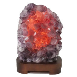 Natural Amethyst Crystal Lamp with Timber Base DN807 | Himalayan Salt Factory