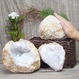 Natural Calcite Geode Pair – 2 Small Geodes Set N1103 | Himalayan Salt Factory
