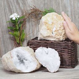 Natural Calcite Geode Pair – 2 Small Geodes Set N1105 | Himalayan Salt Factory