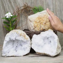 Natural Calcite Geode Pair – 2 Small Geodes Set N1107 | Himalayan Salt Factory