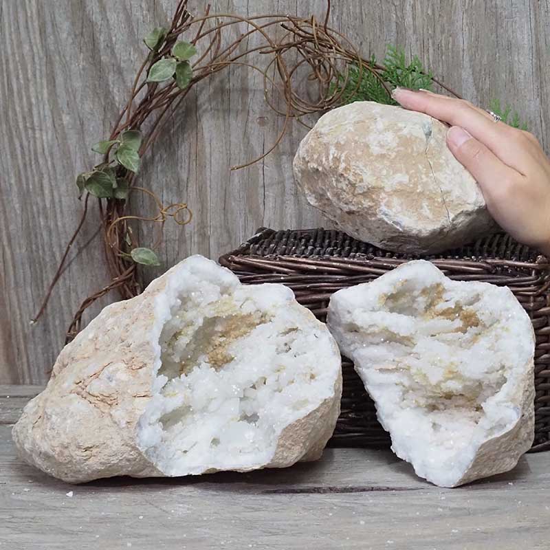 Natural Calcite Geode Pair - 2 Small Geodes Set N1116 4 Natural Calcite Geode Pair – 2 Small Geodes Set N1116 | Himalayan Salt Factory