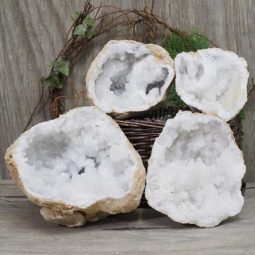 Natural Calcite Geode Pair – 2 Small Geodes Set N1119 | Himalayan Salt Factory
