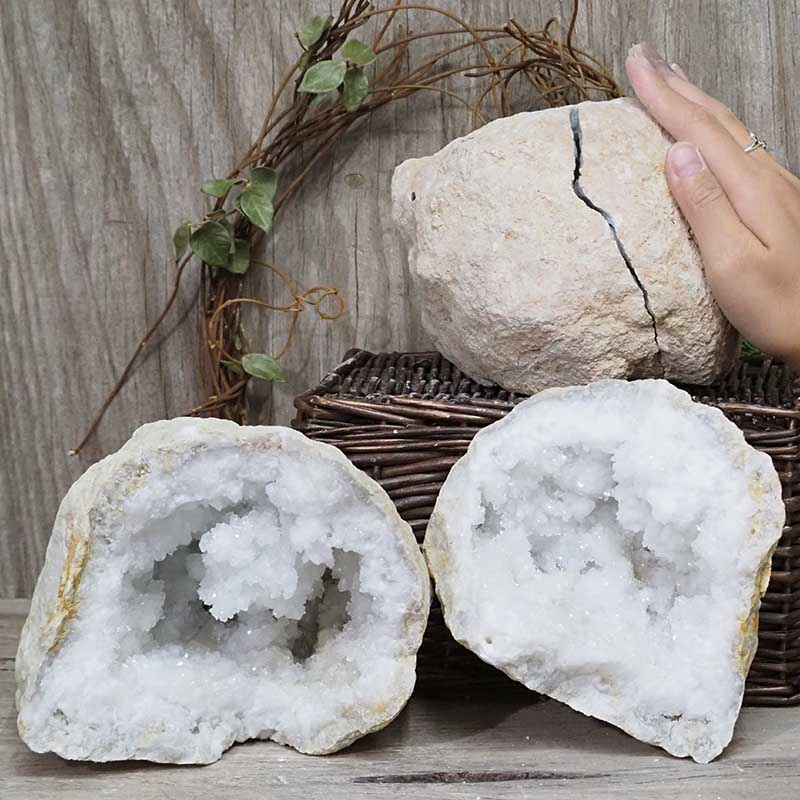 Natural Calcite Geode Pair - 2 Small Geodes Set N1122 4 Natural Calcite Geode Pair – 2 Small Geodes Set N1122 | Himalayan Salt Factory