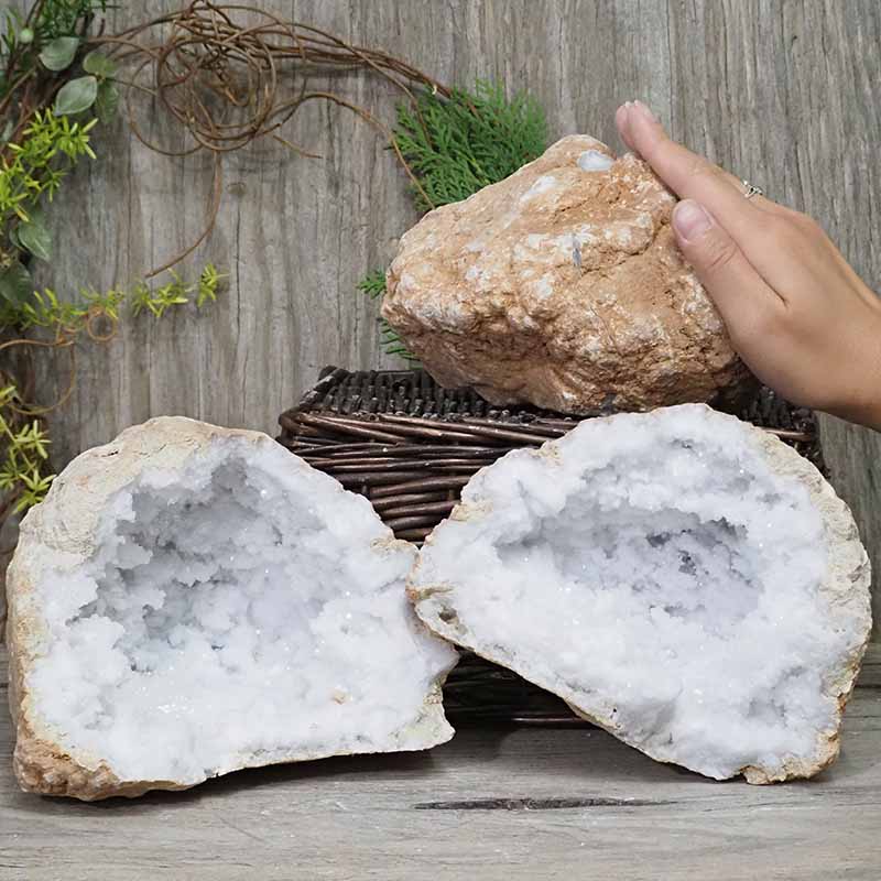 Natural Calcite Geode Pair - 2 Small Geodes Set N1125 4 Natural Calcite Geode Pair – 2 Small Geodes Set N1125 | Himalayan Salt Factory