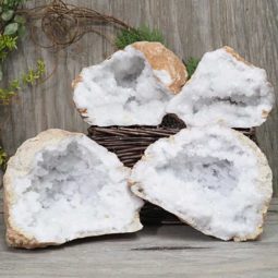 Natural Calcite Geode Pair – 2 Small Geodes Set N1125 | Himalayan Salt Factory