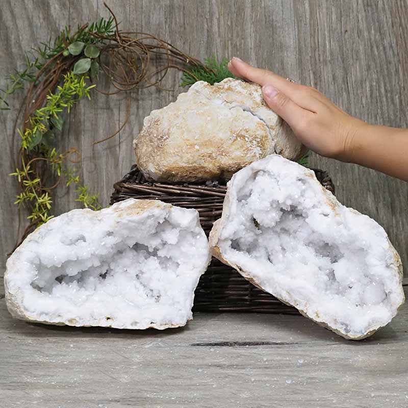 Natural Calcite Geode Pair - 2 Small Geodes Set N1127 4 Natural Calcite Geode Pair – 2 Small Geodes Set N1127 | Himalayan Salt Factory