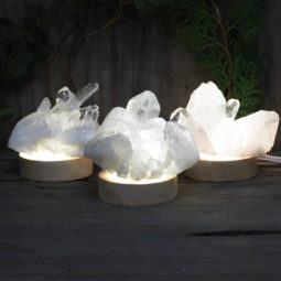 Natural Clear Quartz Cluster with LED Light Small Display Base 22 Natural Clear Quartz Cluster with LED Light Small Display Base | Himalayan Salt Factory
