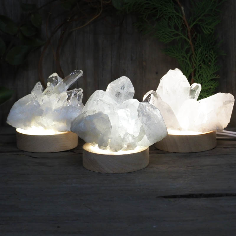 Natural Clear Quartz Cluster with LED Light Small Display Base 4 Natural Clear Quartz Cluster with LED Light Small Display Base | Himalayan Salt Factory