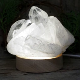 Natural Clear Quartz Cluster with LED Light Small Display Base 30 Natural Clear Quartz Cluster with LED Light Small Display Base | Himalayan Salt Factory