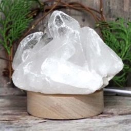 Natural Clear Quartz Cluster with LED Light Small Display Base 29 Natural Clear Quartz Cluster with LED Light Small Display Base | Himalayan Salt Factory
