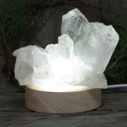 Natural Clear Quartz Cluster with LED Light Small Display Base | Himalayan Salt Factory