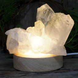 Natural Clear Quartz Cluster with LED Light Small Display Base | Himalayan Salt Factory