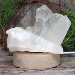 Natural Clear Quartz Cluster with LED Light Small Display Base 25 Natural Clear Quartz Cluster with LED Light Small Display Base | Himalayan Salt Factory