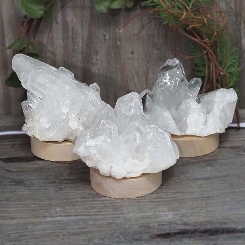 Natural Clear Quartz Cluster with LED Light Small Display Base 5 Natural Clear Quartz Cluster with LED Light Small Display Base | Himalayan Salt Factory