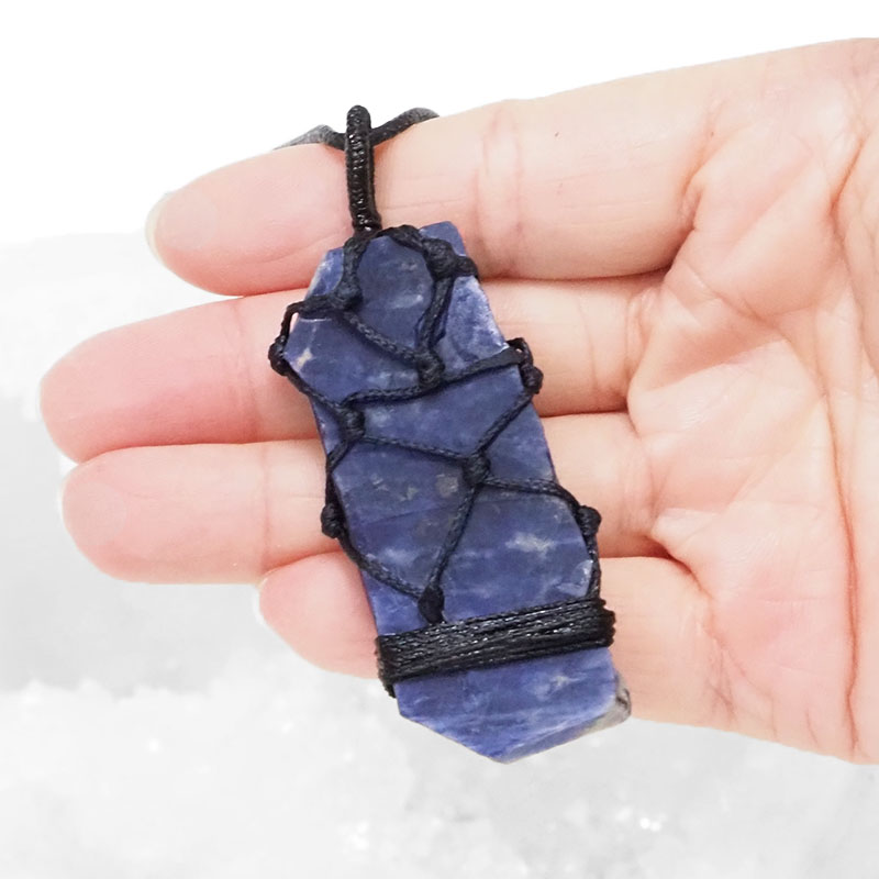 Natural Sodalite Netted Necklace N005 4 Natural Sodalite Netted Necklace N005 | Himalayan Salt Factory