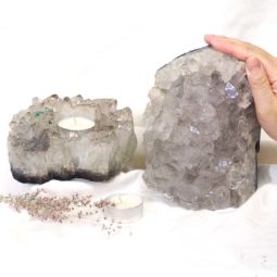 2.3KG Natural Amethyst Crystal Lamp with Tea Light Candle Holder Set 2 Pieces S488 8 Natural White Amethyst Crystal Lamp with Tea Light Candle Holder Set 2 Pieces S488