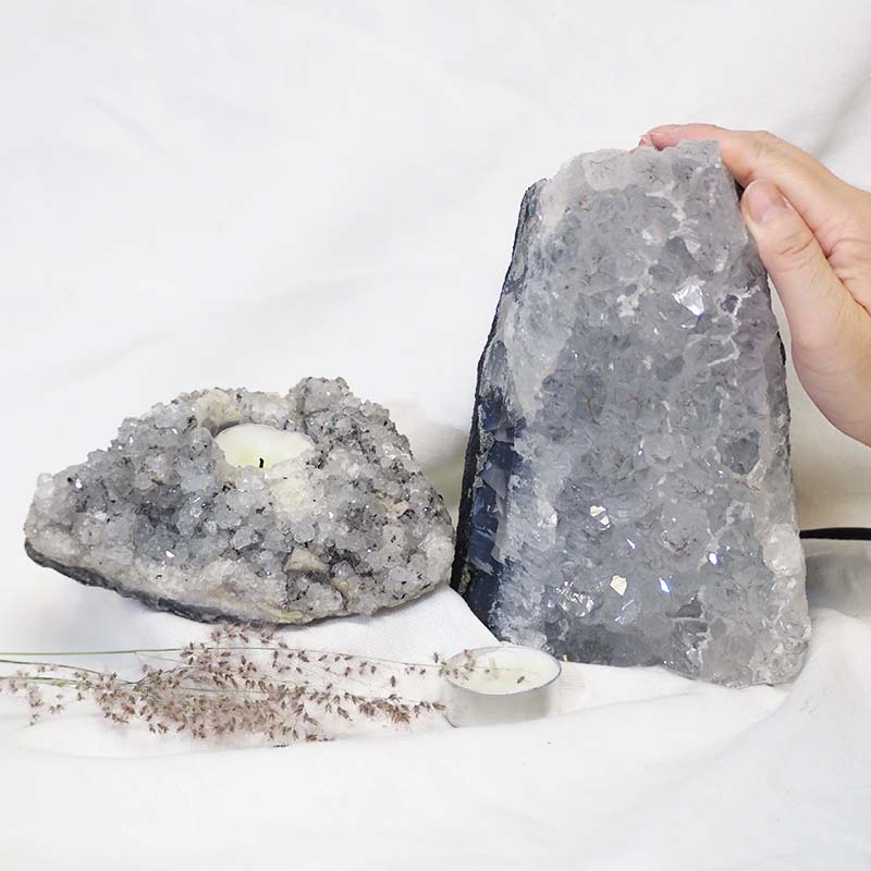 2.6Kg Natural White Amethyst Crystal Lamp with Tea Light Candle Holder Set 2 Pieces S493 5 Natural White Amethyst Crystal Lamp with Tea Light Candle Holder Set 2 Pieces S493
