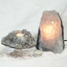 2.6Kg Natural White Amethyst Crystal Lamp with Tea Light Candle Holder Set 2 Pieces S493 8 Natural White Amethyst Crystal Lamp with Tea Light Candle Holder Set 2 Pieces S493