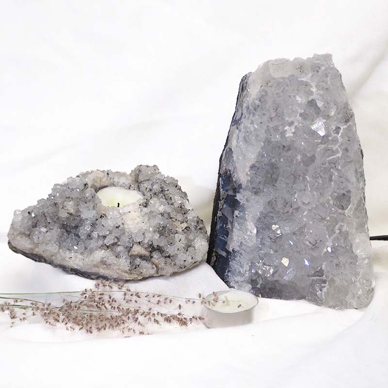 2.6Kg Natural White Amethyst Crystal Lamp with Tea Light Candle Holder Set 2 Pieces S493 4 Natural White Amethyst Crystal Lamp with Tea Light Candle Holder Set 2 Pieces S493