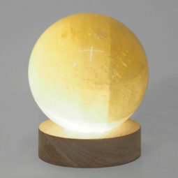 Orange Calcite Sphere on LED Light Small Base DS1428 | Himalayan Salt Factory
