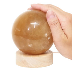 Orange Calcite Sphere on LED Light Small Base DS1431 | Himalayan Salt Factory